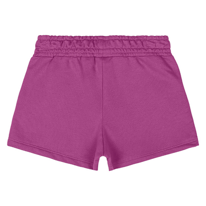 SHORT EM MOLETOM SEM FELPA ROSA/PRETO/LILAS