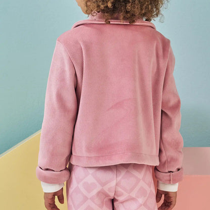JAQUETA BOXY EM FLEECE COTELE ROSA