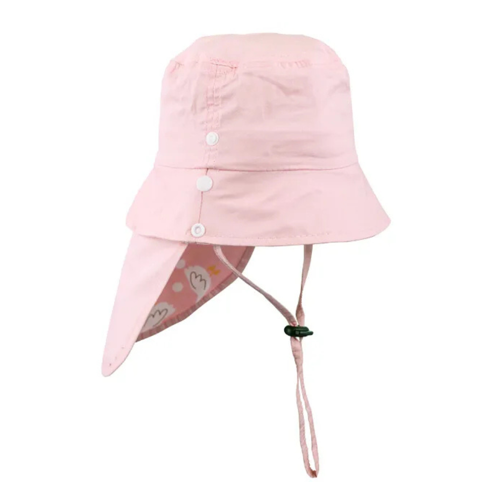 CHAPEU C/PROTECAO TECIDO UV 06-24 MESES  FEM PIMPOLHO ROSA/PATO