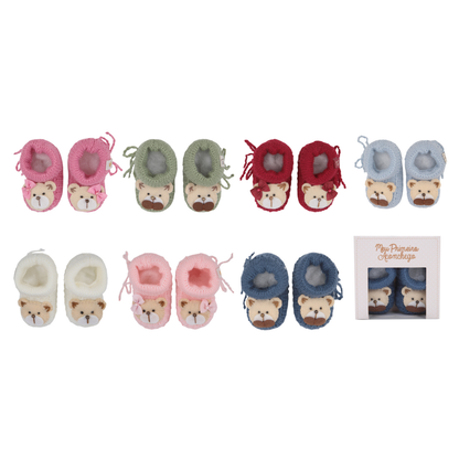 SAPATINHO ACONCHEGO TRICO VERMELHO/VERDE/ROSA/PETROLEO/CREME/AZUL/AZALEIA