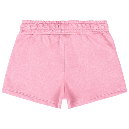 SHORT EM MOLETOM SEM FELPA ROSA/PRETO/LILAS
