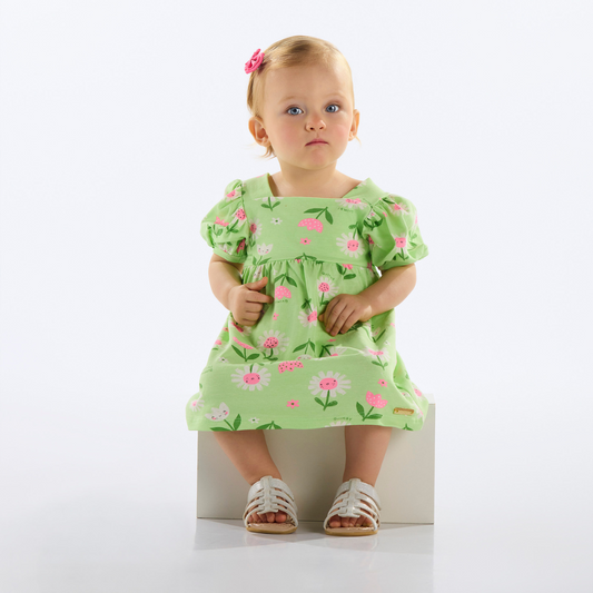 VESTIDO MANGA CURTA EM COTTON FLORAL
