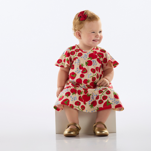 VESTIDO MANGA CURTA EM COTTON CEREJA