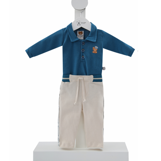CONJUNTO BEBE ACONCHEGO COMPASS AZUL