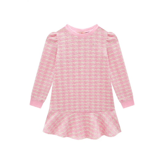 VESTIDO EM MALHA TWEED ROSA CLARO