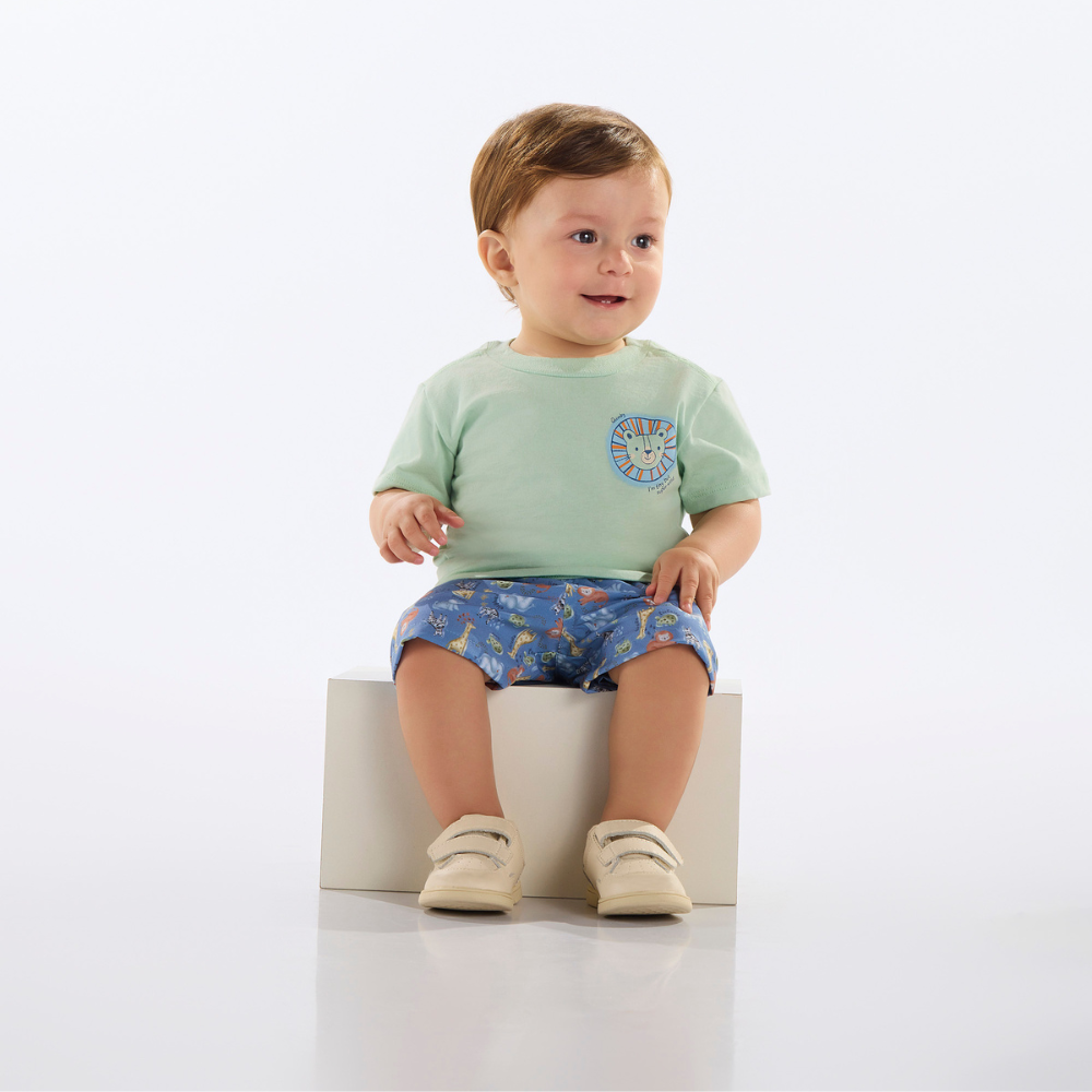 CONJUNTO CAMISETA MALHA BERMUDA MICROFIBRA CAQUI