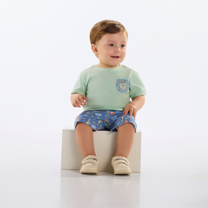 CONJUNTO CAMISETA MALHA BERMUDA MICROFIBRA CAQUI