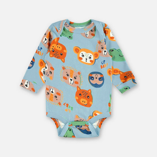 BODY MANGA LONGA EM SUEDINE AZUL UP BABY