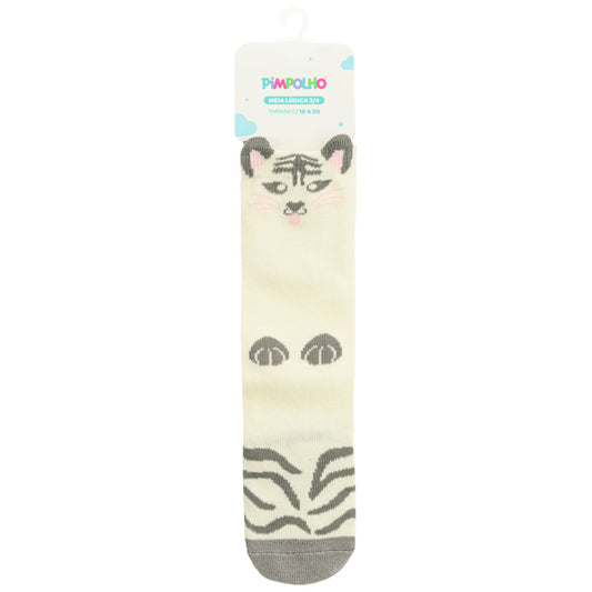 MEIA 3/4 DIVERTIDA 16-20 FEM PIMPOLHO OFF WHITE/TIGRESA