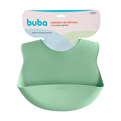 BABADOR EM SILICONE COM PEGA-MIGALHAS VERDE