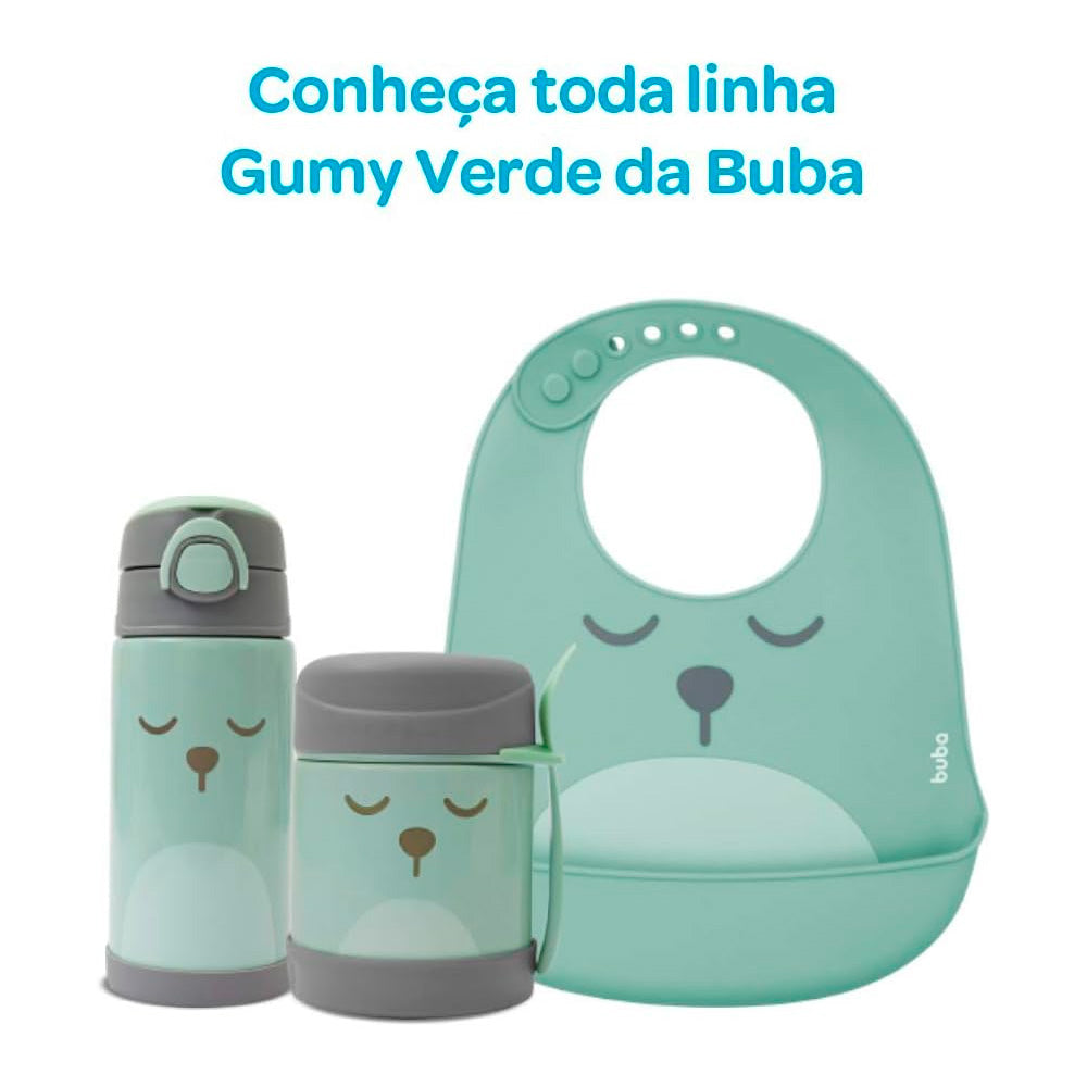 BABADOR EM SILICONE COM PEGA-MIGALHAS GUMY VERDE