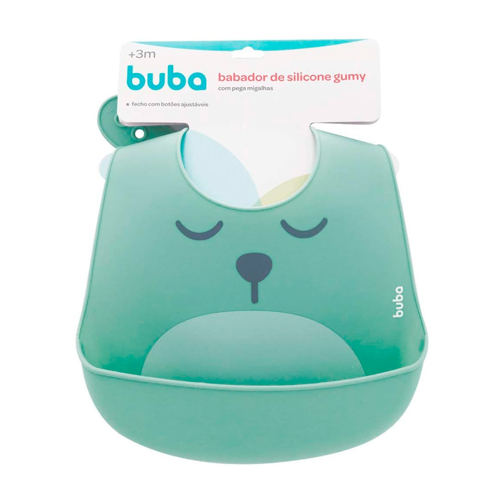 BABADOR EM SILICONE COM PEGA-MIGALHAS GUMY VERDE