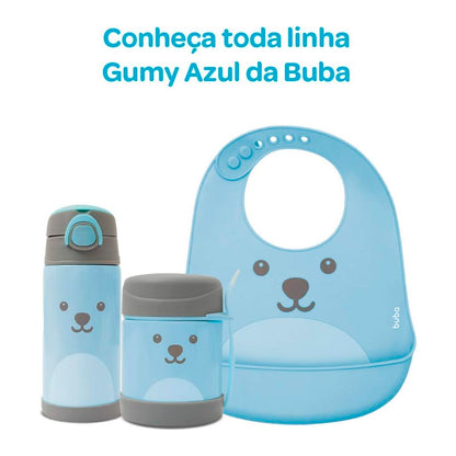 BABADOR EM SILICONE COM PEGA-MIGALHAS GUMY AZUL