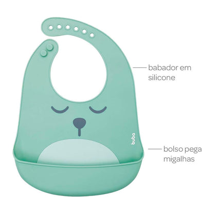 BABADOR EM SILICONE COM PEGA-MIGALHAS GUMY VERDE